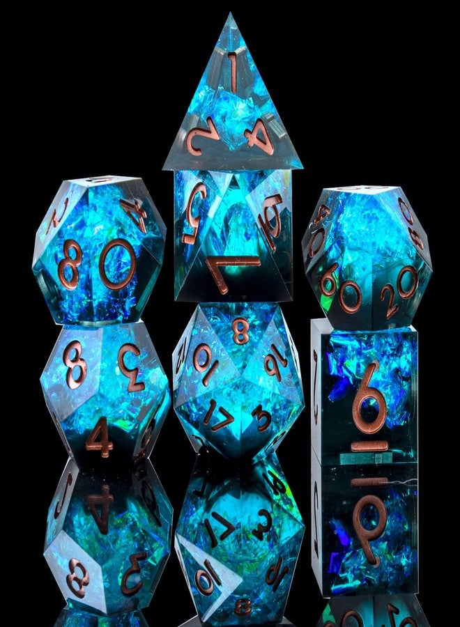 YEMEKO Sharp Edge DND Dice Set Handmade 7 Accessories Dice for Dungeons and Dragons TTRPG Games, Multi-Sided RPG Polyhedral Resin Sharp Edge Dice Roleplaying Games - Image 2